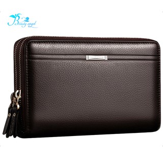 Leinasen Wallets With Pocket Long Coin For Men Clutch Business Male Double Zipper Vintage Large Wallet Purse