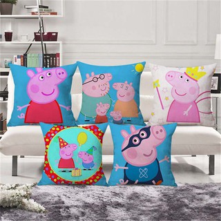 Áo gối bằng vải lanh với họa tiết hoạt hình heo Peppa theo phong cách hoạt hình dùng trong trang trí nhà