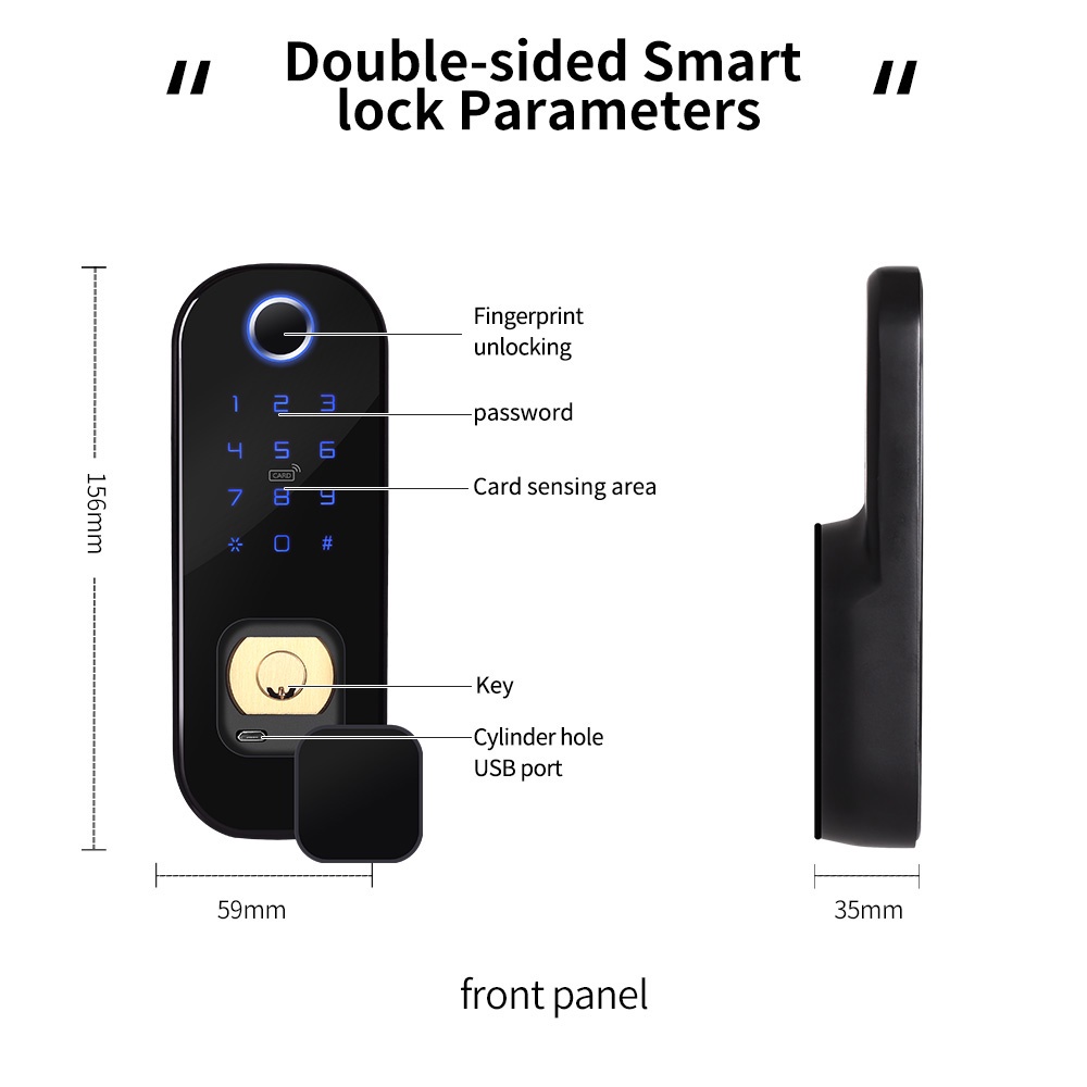Khóa cổng vân tay thông minh TUYA R5 kết nối Wifi mở bằng vân tay, mật khẩu, thẻ từ, chìa cơ, app điện thoại - iohome.vn