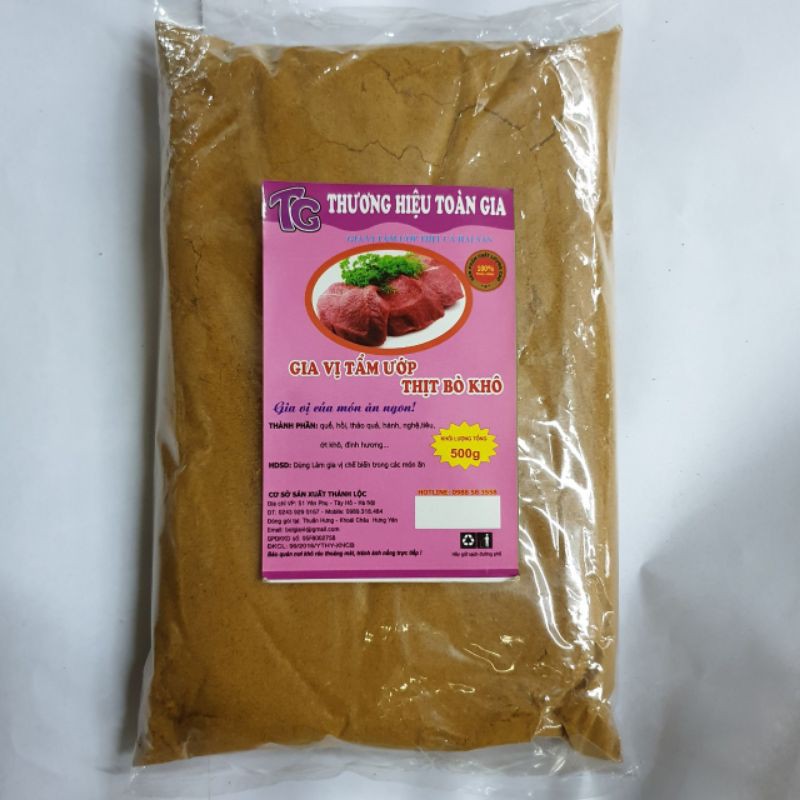 Gia vị tẩm ướp thịt bò khô gói 500g cho món bò khô ngon đúng điệu