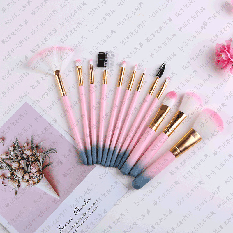 (hàng Mới Về) Bộ 12 Cọ Trang Điểm Fynshop Mu02 Màu Hồng | BigBuy360 - bigbuy360.vn