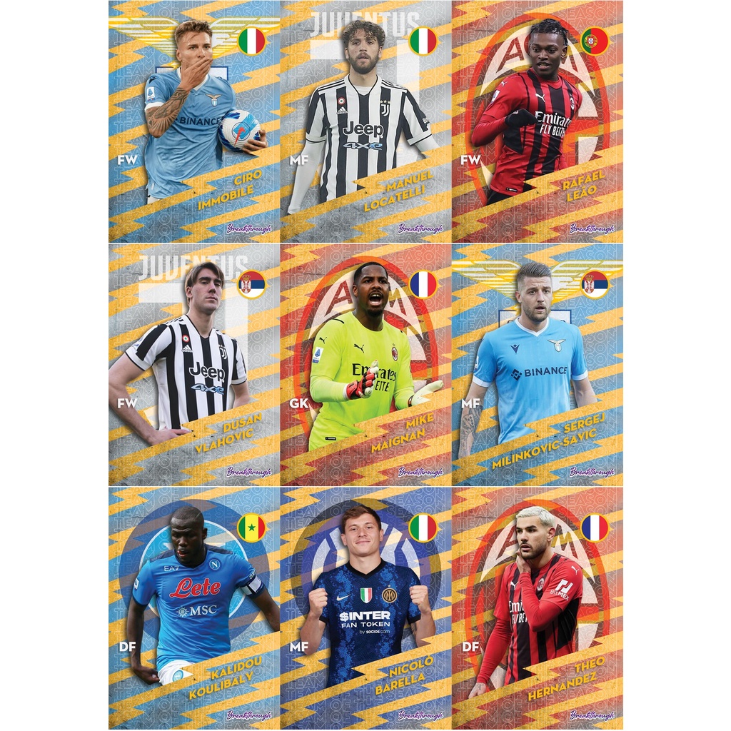Thẻ cầu thủ bóng đá SKY card TOTS SerieA Vlahovic Immobile Barella Maignan Leao Theo Hernandez Locatelli Savic Koulibaly