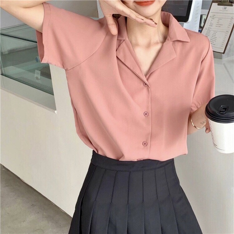 Áo sơ mi kiểu nữ màu Hồng Dâu