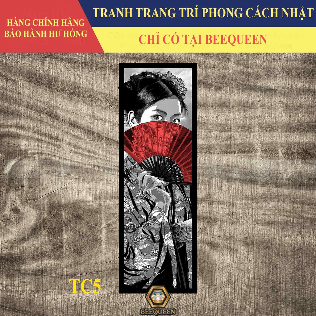 Size 30x90cm - Bán Lẻ Bộ 4 Tranh Vương Quyền - Tranh Nhật Cổ - Tranh Chiến Binh Trang Trí Quán Cafe, Tattoo, Barbershop