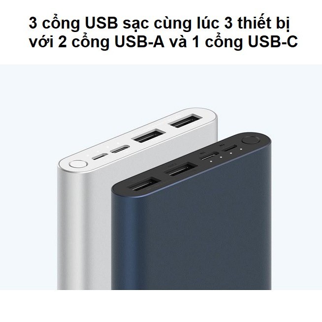 Sạc Dự Phòng Xiaomi Gen 3 18W 10000mAh 2 cổng USB, type C Fast Charge Power Bank Bảo Hành 12 Tháng