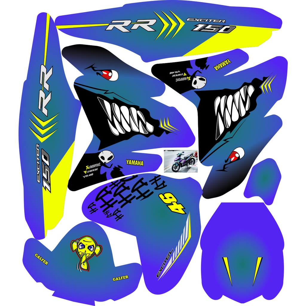 Tem Trùm Exciter 150 Cá Mập chuyển Sắc,Team Decal Ex 150 SHARK