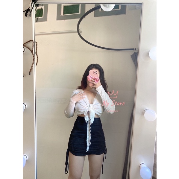 ÁO BUỘC EO PHỐI REN