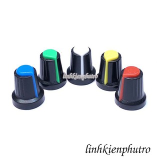 Combo 10 Núm Chiết Áp Nón 6mm Thân Đen - Trục Hoa