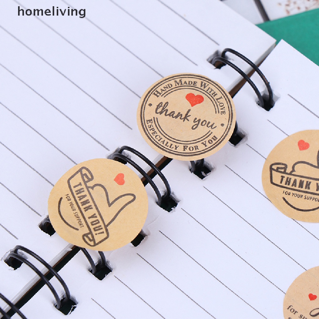 Cuộn 500 Nhãn Dán Thank You Hình Tròn Bằng Giấy Kraft Tự Nhiên