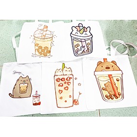 Túi tote trà sữa túi tote boba tea thần tượng TT27 hoạt hình