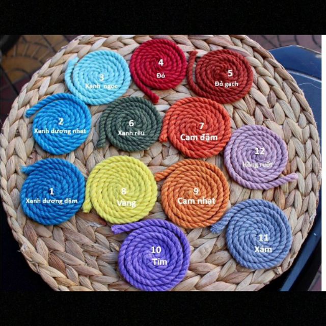 🌟 🌟  Sợi làm macrame cotton xoắn màu 5mm - 0,5kg  - Có nhiều màu sắc khác nhau 🌟 🌟