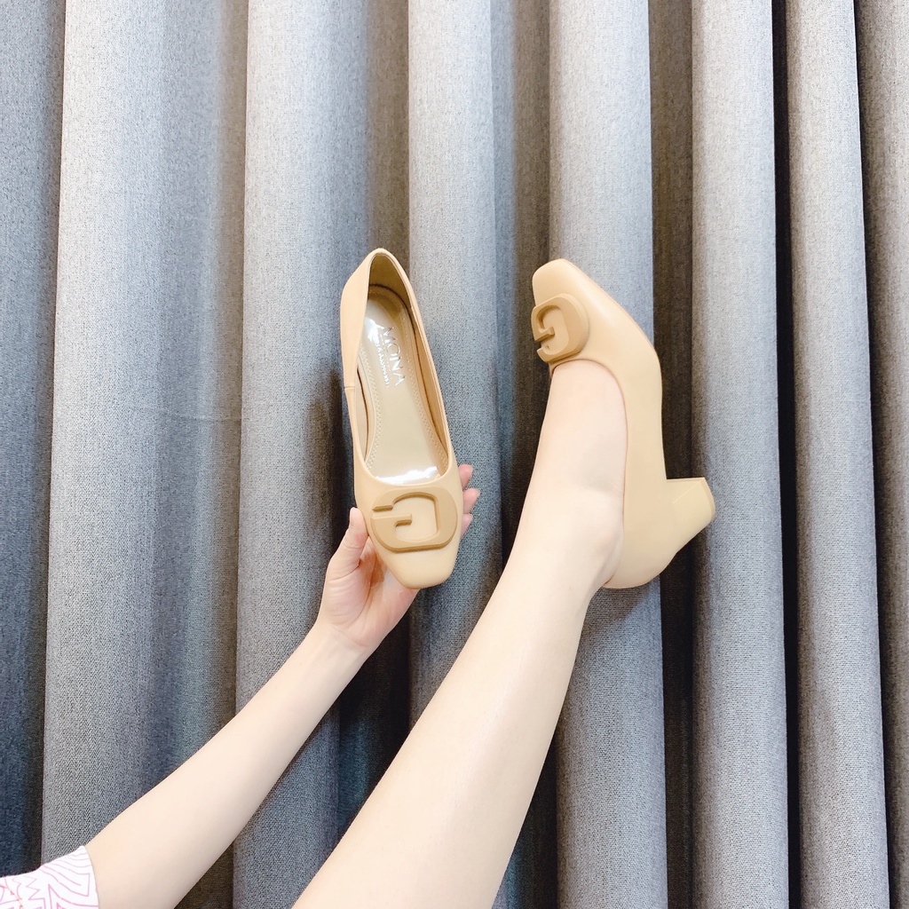 Giày công sở nữ mũi vuông hiệu MONA 5cm - D992