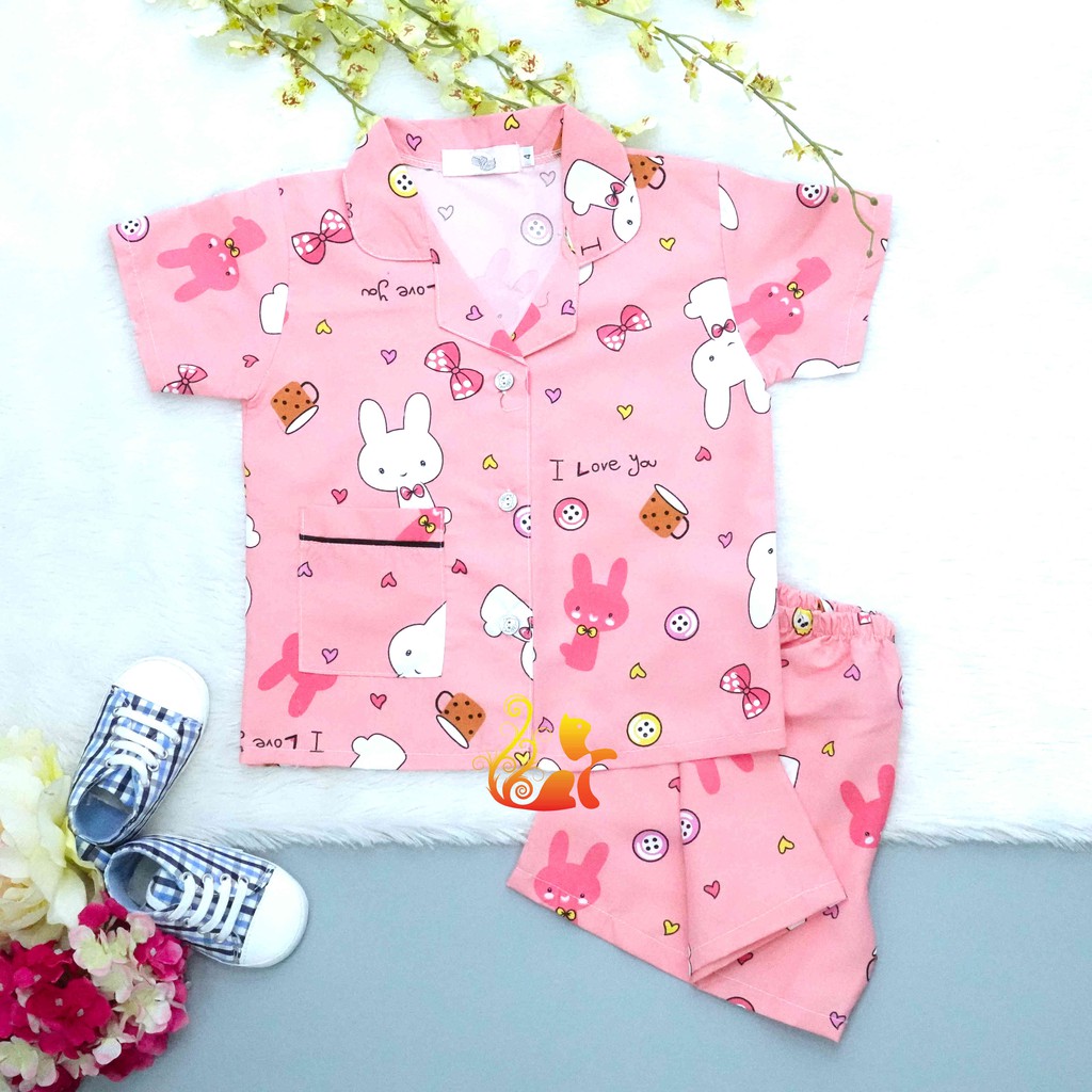 Đồ Bộ Mặc Nhà &quot;Thỏ trắng - Iloveyou&quot; Pijama Kate Thái - Cho Bé 8 - 38kg.