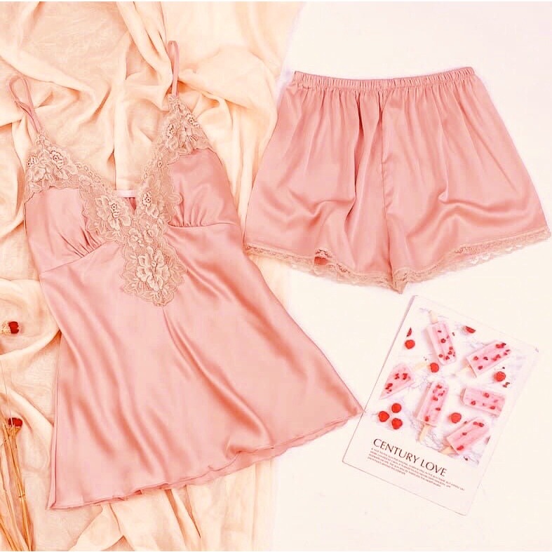 Đồ ngủ 2 dây phối ren có mút ngực gợi cảm mặc nhà chất lụa satin mềm mại thoáng mát Freesize - CN012 CINY | BigBuy360 - bigbuy360.vn