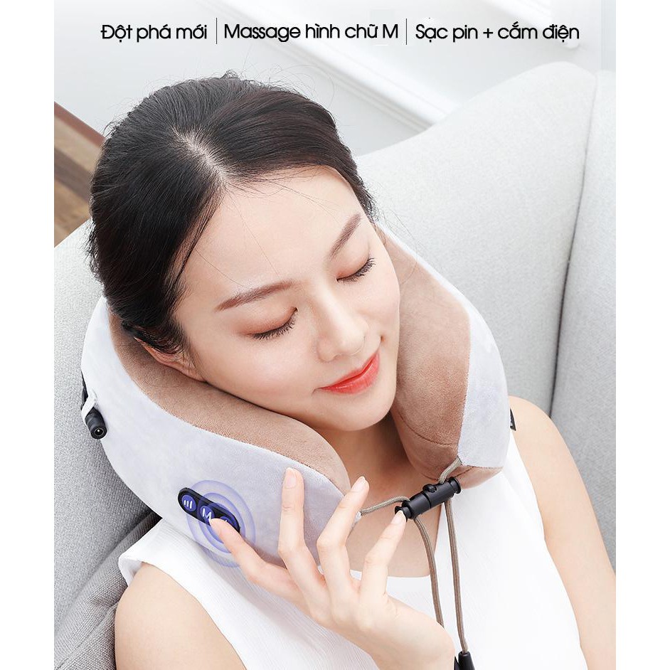 Gối massage cổ chữ U JESSE, massage vùng cổ vai gáy hiệu quả thư giãn.
