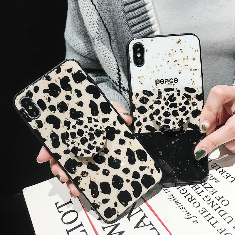 Redmi 9T Note 10 9 9S 8 Pro 7 Black Fashion Goddess Leopard Soft Case Full Cover + Holder & Stand BLF 65 66