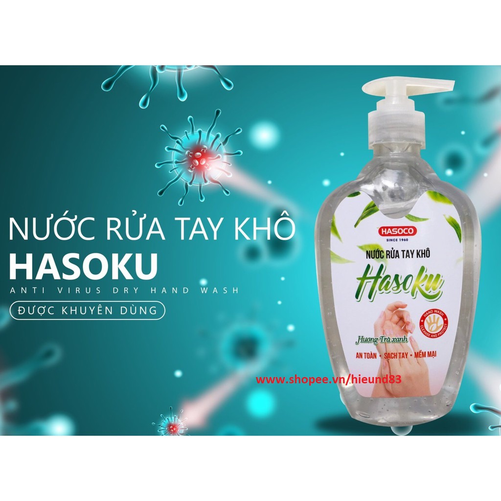 [Flash Sale] Hand Sanitizer Gel nước rửa tay khô diệt khuẩn Hasoco Hasoku Kazoku 500ml VÒI XỊT-Nhà máy xà phòng Hà Nội