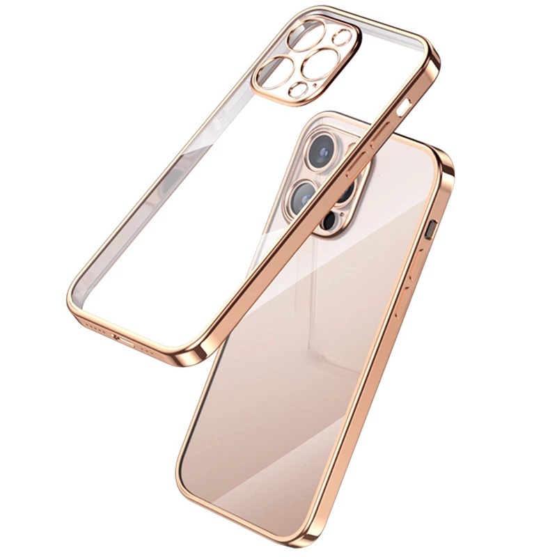 Ốp Điện Thoại Silicon Mềm Trong Suốt Mạ Vàng Sang Trọng Cho iphone 13ProMax 11 13 12 pro MAX 6 6S 7+ 8 PLUS X XS MAX XR SE 2020