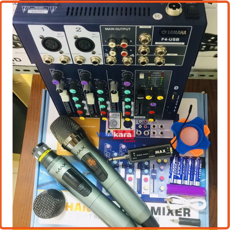 [ Hàng chất lượng]  Trọn Bộ Thu Âm Mixer Yamaha F4 + Micro Max-39 Không Dây Hát Karaoke-Livestream Rất Hay (Tích hợp Blu