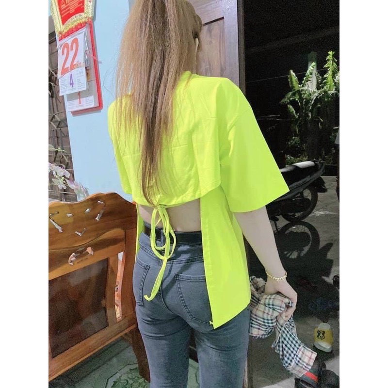 Áo Hở Lưng Phom Rộng 3/4 cột dây nơ sau, áo nữ kiểu 3/4 ( video shop tự quay)