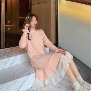 Đầm len đuôi cá phối voan