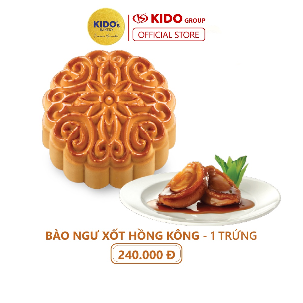 Bánh Trung Thu Vị Bào Ngư Xốt Hồng Kông 1 Trứng 180g -KIDO'S Bakery-(Tặng kèm hộp khi đơn 2 bánh và 4)