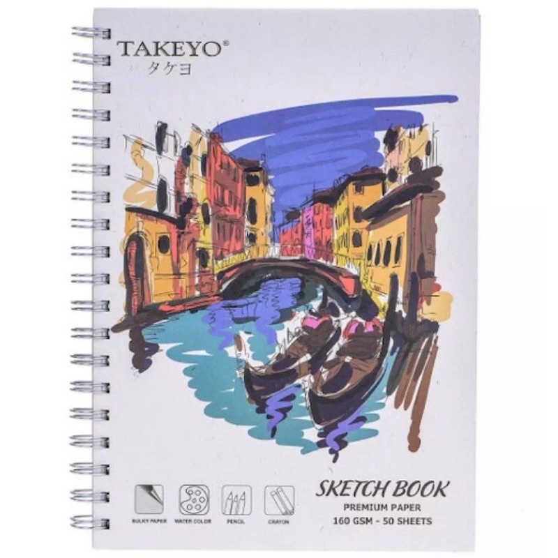 Sổ vẽ phác thảo A3/A4 Takeyo 160 gsm 50 tờ/ tập, sổ vẽ lò xo Sketchbook chống loá chính hãng