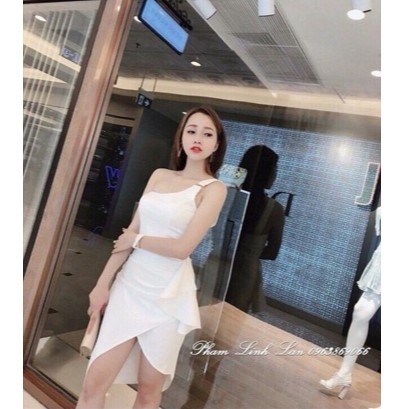 Đầm body lệch vai váy đắp chéo sang trọng + Ảnh thật | BigBuy360 - bigbuy360.vn