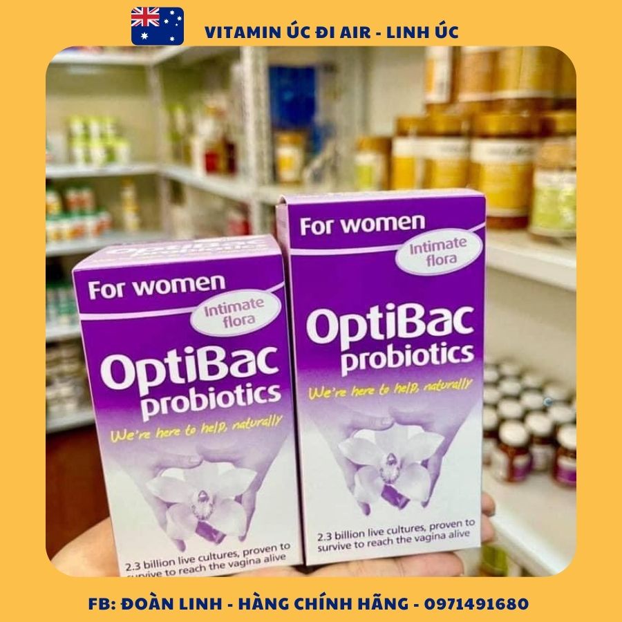 Men vi sinh Optibac tím Optibac Probiotics For Women, Hàng chuẩn UK Anh Quốc (30v/90 viên)