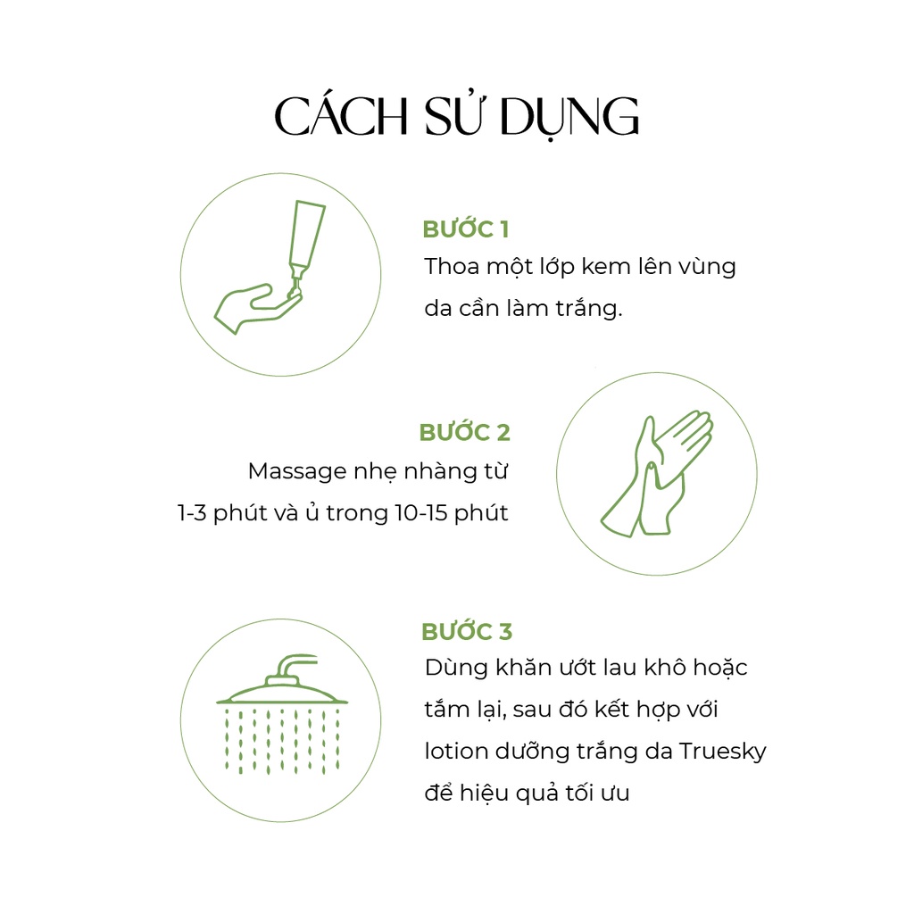 Kem ủ trắng toàn thân Truesky giúp làm trắng da body cấp tốc 100g Whitening Body Cream
