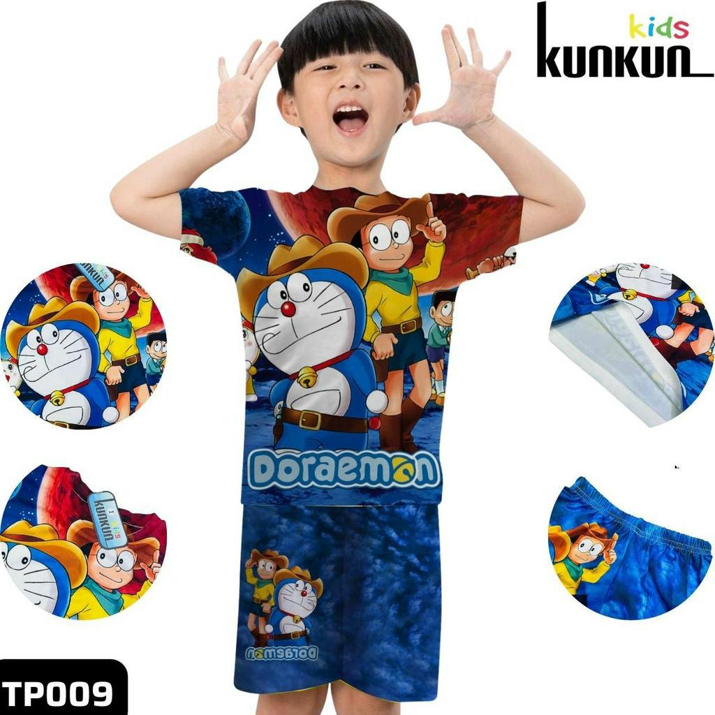 Quần áo bé trai In 3D hình Doraemon size đại 10-60kg Kunkun Kid TP009-020 - Đồ bộ trẻ em 3-12 tuổi