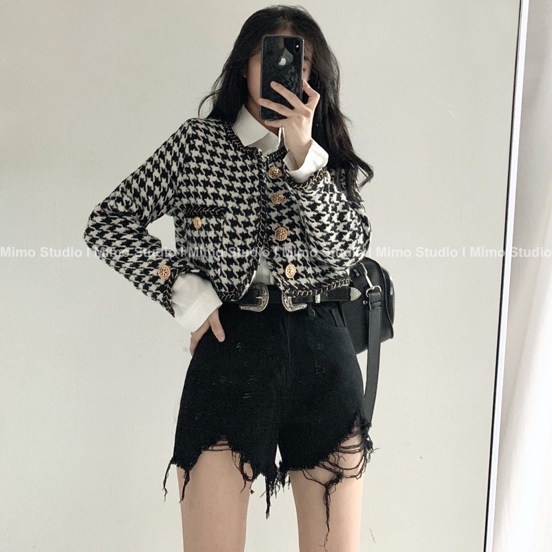 Khoác dạ ziczac / Short đen