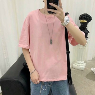 Áo thun nam tay lỡ màu hồng dưới 70kg