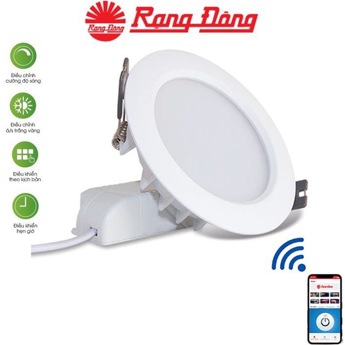 Đèn LED Downlight âm trần smart wifi 9W Rạng Đông AT16L 110/9W.WF, Vỏ nhôm đúc