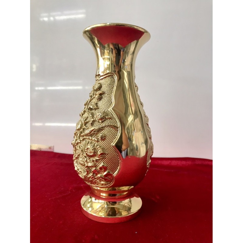 Lọ Hoa Bằng Đồng, Bình Bông Hoa Khai Phú Quý của Vĩnh Tiến cao 25cm
