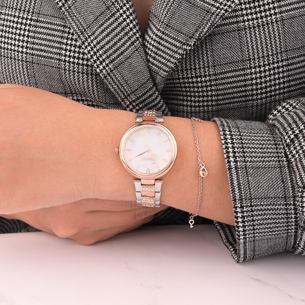Đồng hồ nữ Freelook Flower Leaf RoseSliver Watch FL.1.10086.4