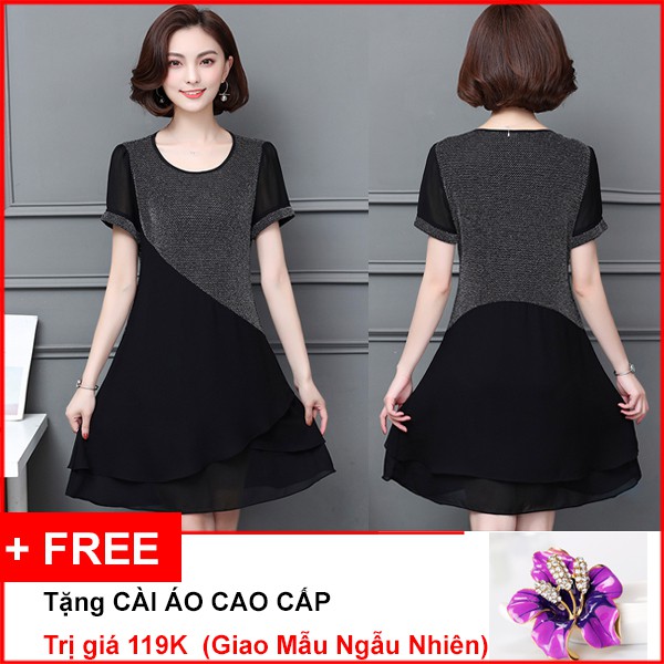 [SALE SỐC] ĐẦM SUÔNG KIM TUYẾN PHỐI VOAN 3 LỚP D3010 ( KHÔNG KÈM PHỤ KIỆN ) Tặng cài áo giao ngẫu nhiên