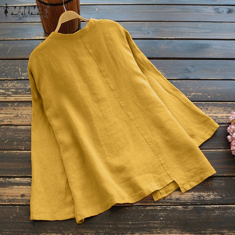 ZANZEA Áo kiểu dài tay thêu hoa vintage cho nữ