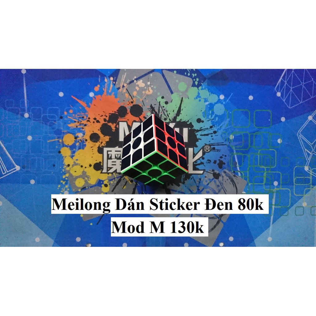 Rubik 3x3x3. Meilong Dán Sticker Đen