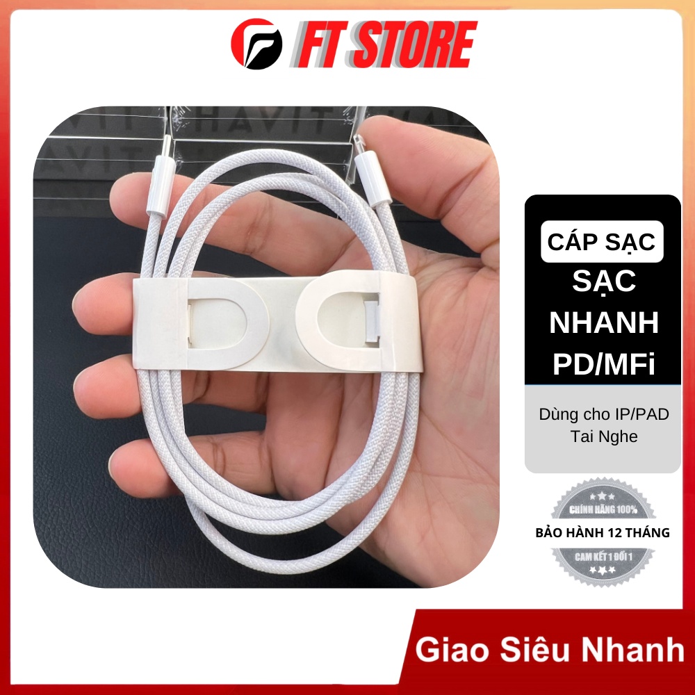 [GIAO HỎA TỐC] Cáp Sạc Nhanh Cho Điện Thoại Nhà Táo có MFi PD BH 12TH