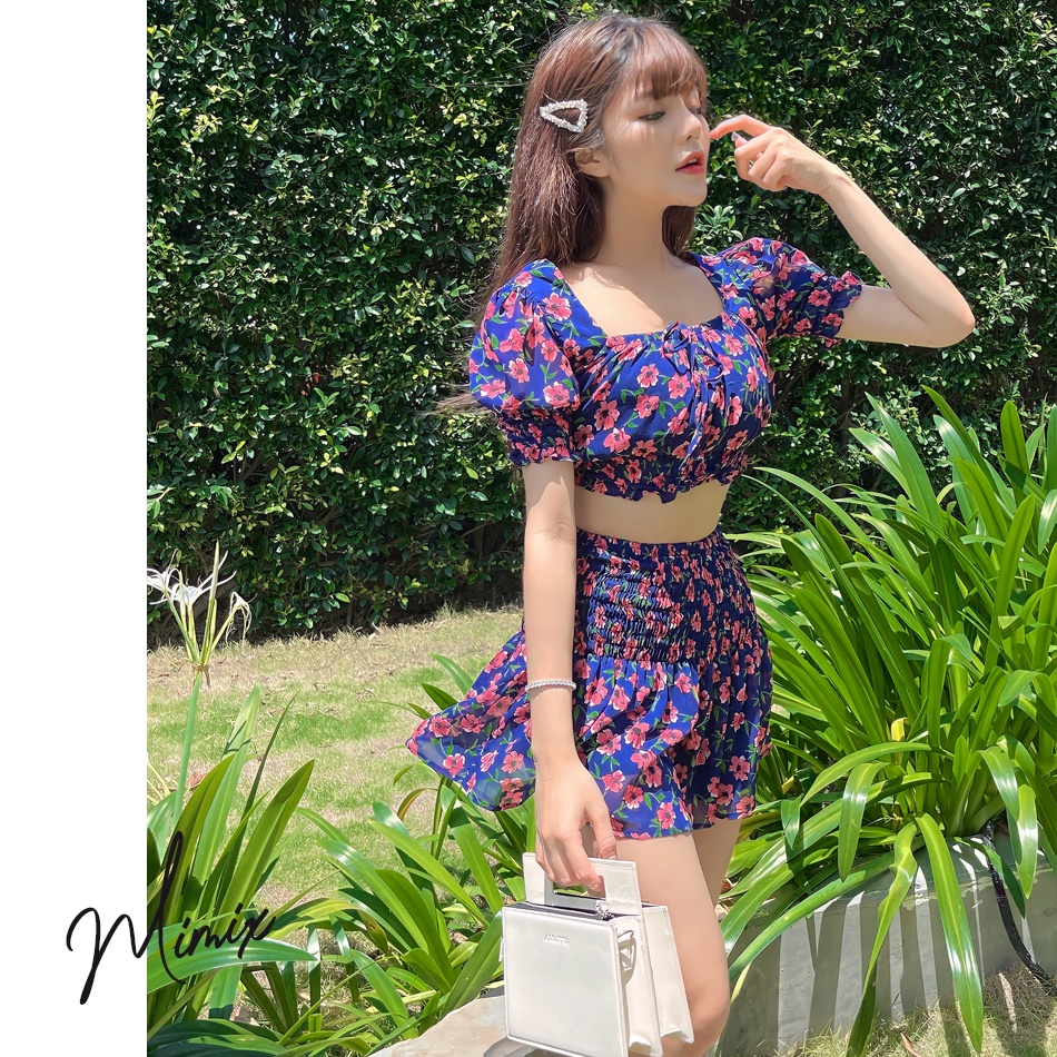 Set bộ nữ áo croptop kèm chân váy bo chun MIMIX CA6170