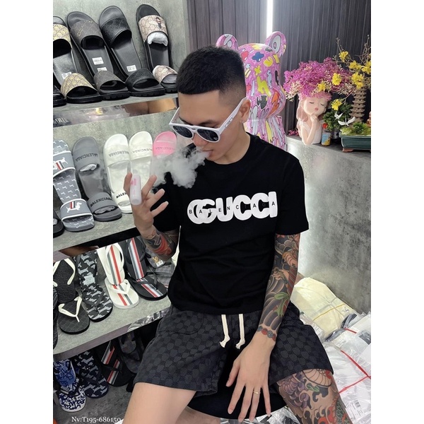 Áo phông nam nữ hoạ tiết G.C thêu bông dập nổi,áo thun nam dập vân nổi G.C thêu chữ ngang