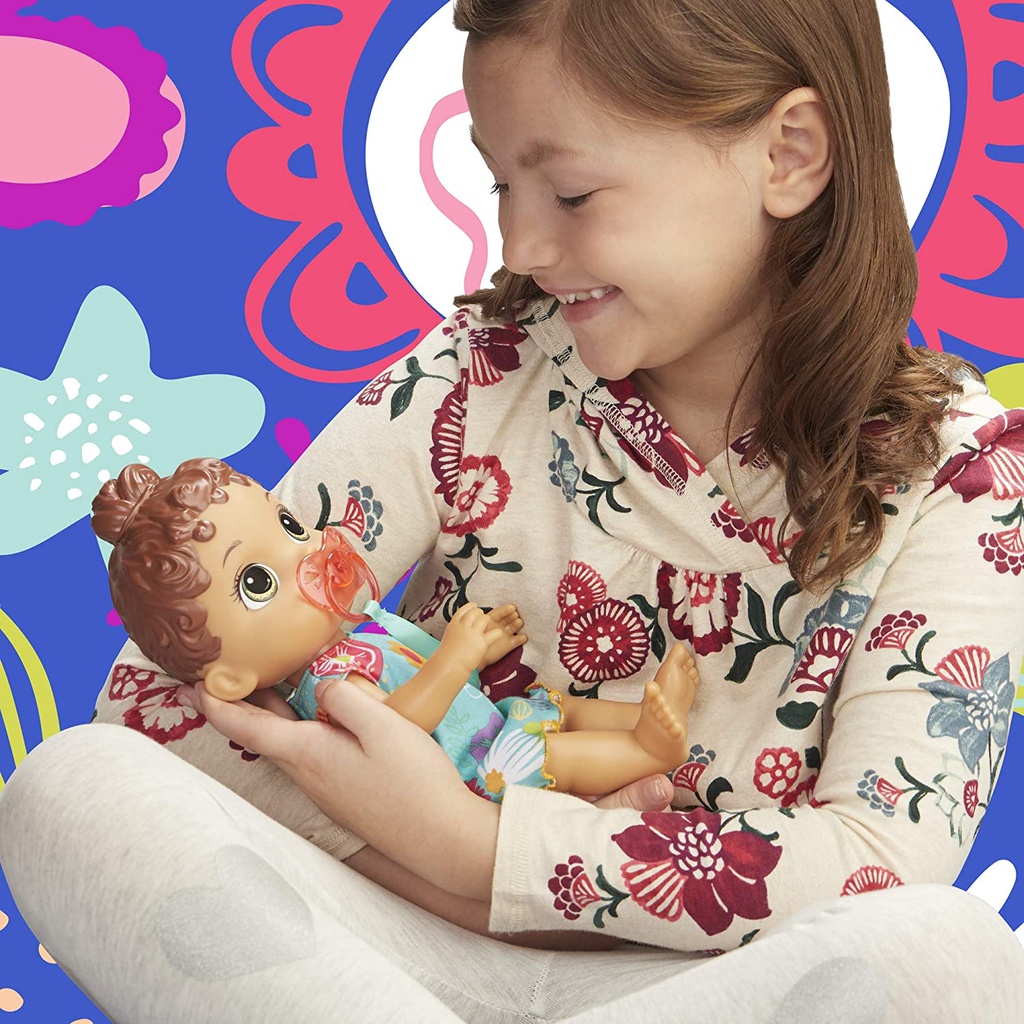 {xã kho} Búp Bê Máy Baby Alive Lil Sounds Hasbro Mỹ Tóc Nhựa Nâu - Búp bê tương tác dành cho bé từ 3 tuổi