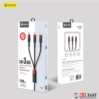 Cáp Sạc 3 Đầu Titan - Bảo hành 12 tháng 1 đổi 1