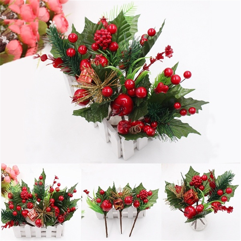 Set 2 cành quả mọng nhân tạo dành cho trang trí Giáng Sinh đám cưới sự kiện