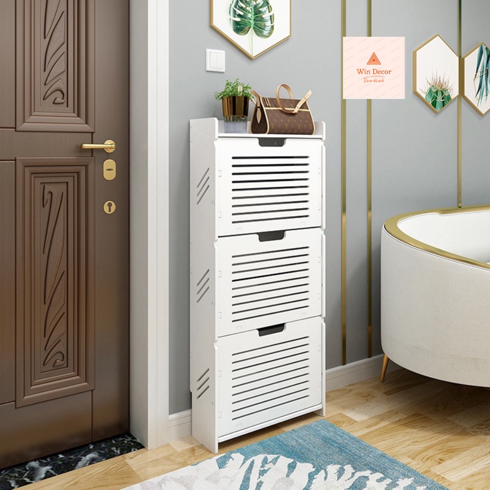Tủ Giày Dép Thông Minh 2,3 tầng 1 ngăn rộng 48,60 Siêu Bền Chứa 4 -16 Đôi Có Hộp Nhỏ đựng chìa khóa cute