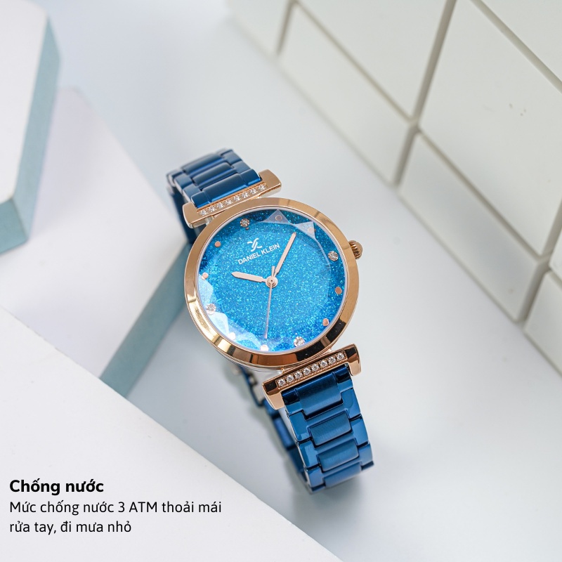 Đồng hồ nữ Daniel Klein Watch DK.1.12536 mặt nhỏ đính đá, kính cứng chống xước, chống nước, dây thép đeo tay cao cấp