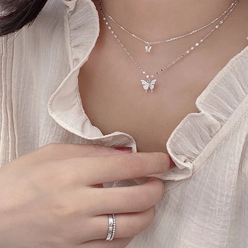 Dây Chuyền Hợp Kim Mạ Vàng/Bạc Hình Bướm Xinh Xắn Thời Trang Cho Nữ