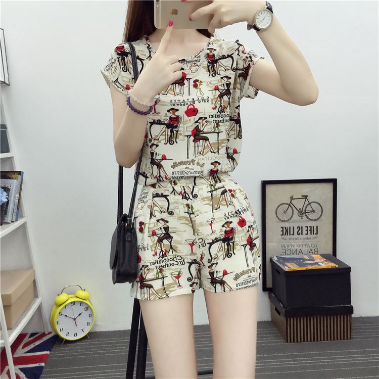 One-Piecesuit Mother's Wear Summer New Slimming Women's Wear Two-Piece Shorts Casual Fashion Loose Outfit Women's