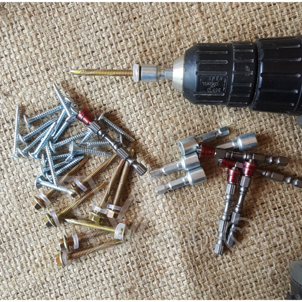 Bộ, 10 đầu bắn vít, có nam châm tăng cường. tặng mũi khoan đa năng